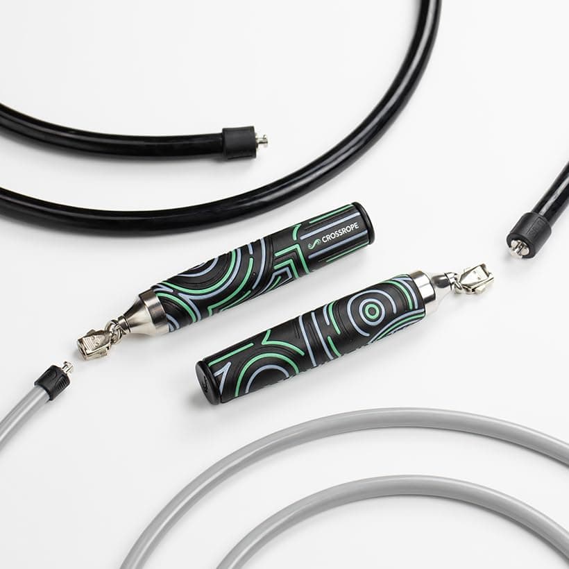 Crossrope Get Strong Set - Weighted Jump Ropes for Strength Training - Improve Power and Endurance in a Fun Jump Rope Workout - 1LB and 2LB Ropes with Power Handles M - (User Height 5'5.5" - 5'10") 2023 Edition