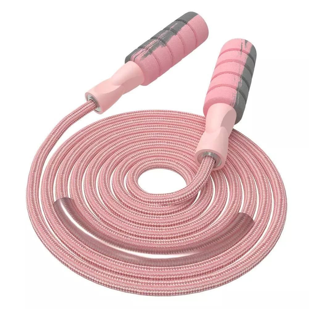 FITMYFAVO Jump Rope Cotton Adjustable Skipping Weighted jumprope for Women，Adult and Children Athletic Fitness Exercise Jumping Rope (Pink)