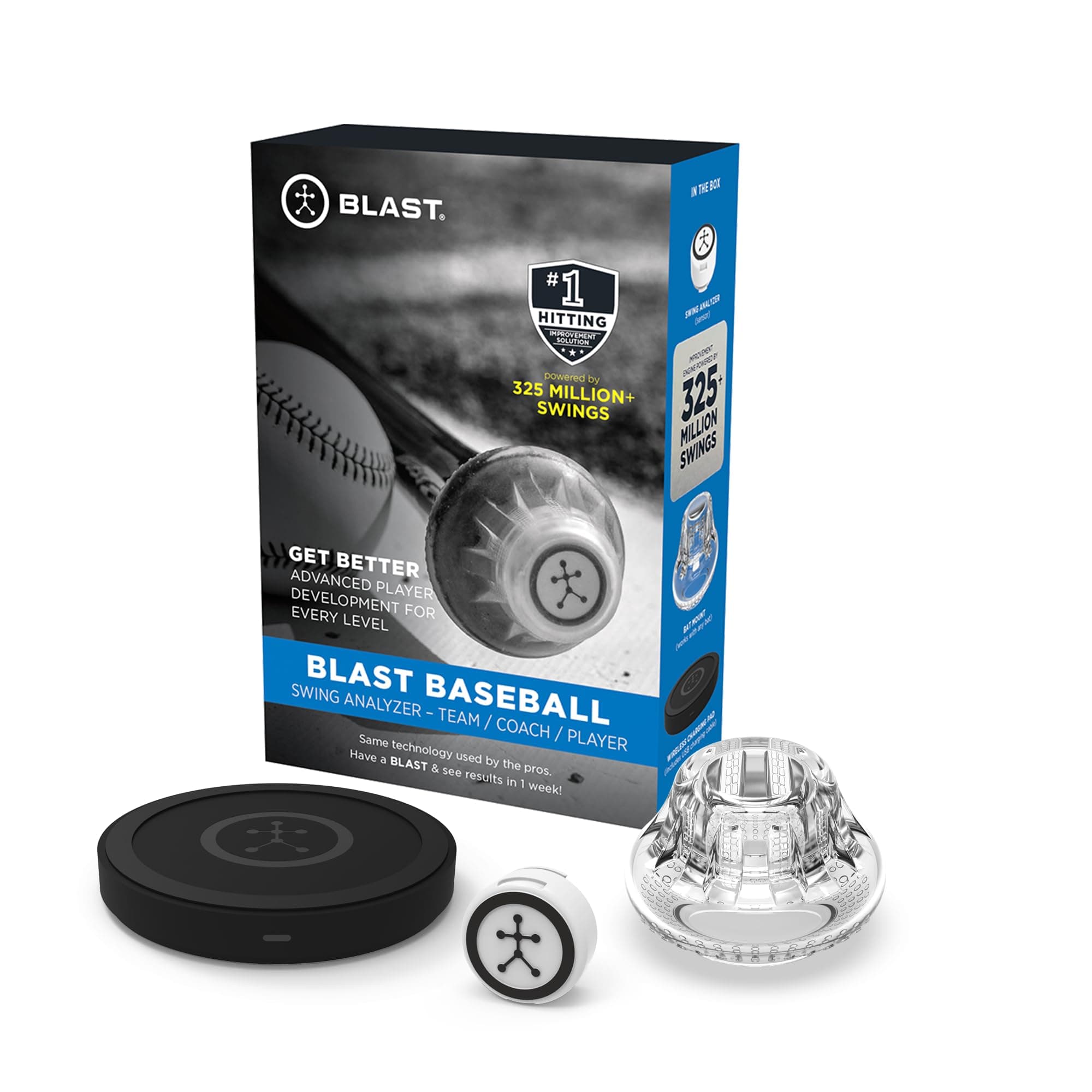 Blast Motion Baseball Swing Analyzer - Improve Your Swing at Every Level - Batting Trainer - Real-time Feedback, Swing Metrics, Video Capture Highlights, Track Performance (GEN3 Sensor)