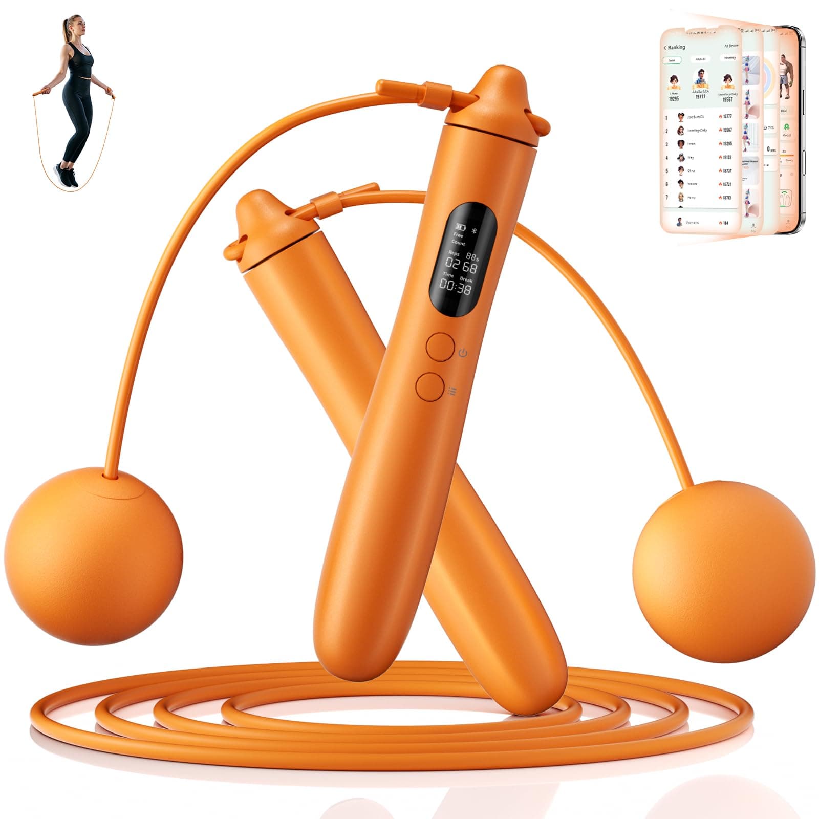 Smart Jump Rope with 9-Axis Gyroscope,Wireless Jumping Rope,Supports Somatosensory Games Real-time Data Tracking via App,Fitness Jump Rope for Kids and Adults Ideal for Home or Gym SJ100X