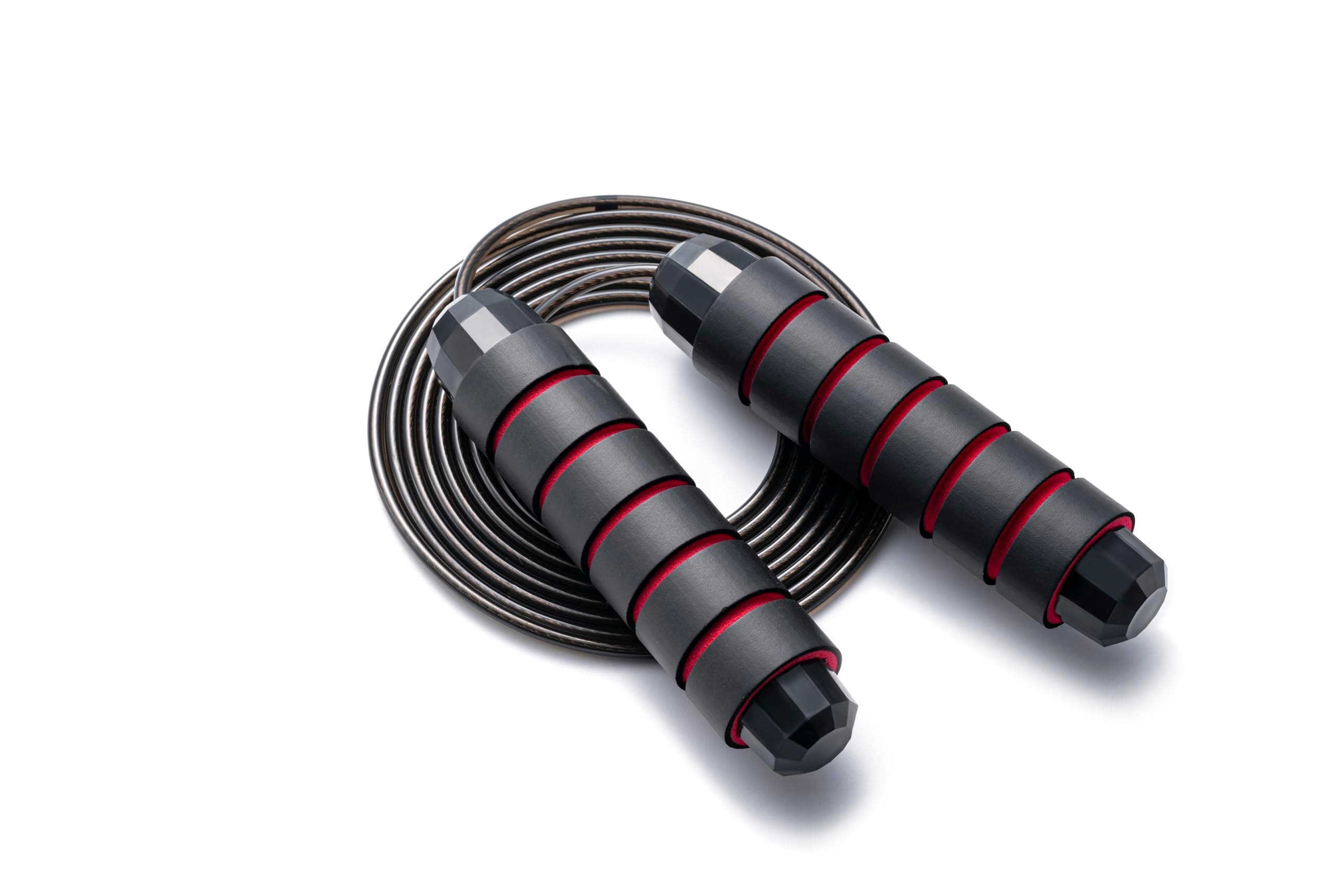 BOOMIBOO Jump Rope, Adjustable Jump Ropes,Skipping Rope Tangle-Free Rapid Speed with Ball Bearings for Women Men Kids,Exercise & Slim Body Jumprope at Home School Gym Red