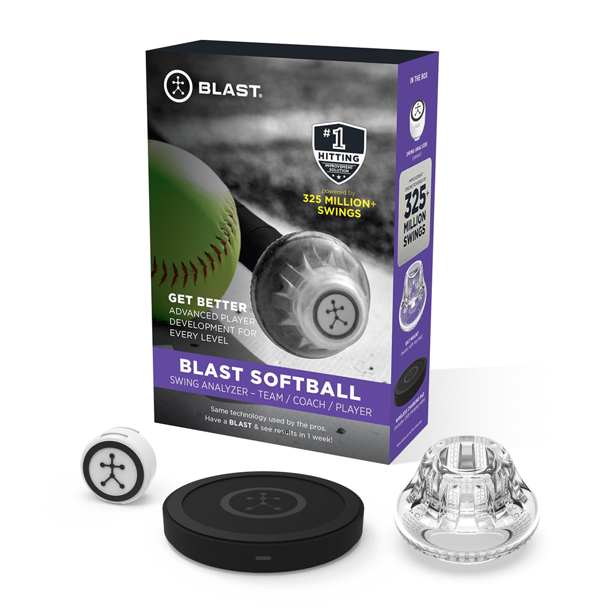 Blast Motion Softball Swing Analyzer - Improve Your Swing at Every Level - Batting Trainer - Real-time Feedback, Swing Metrics, Video Capture Highlights, Track Performance (GEN3 Sensor)