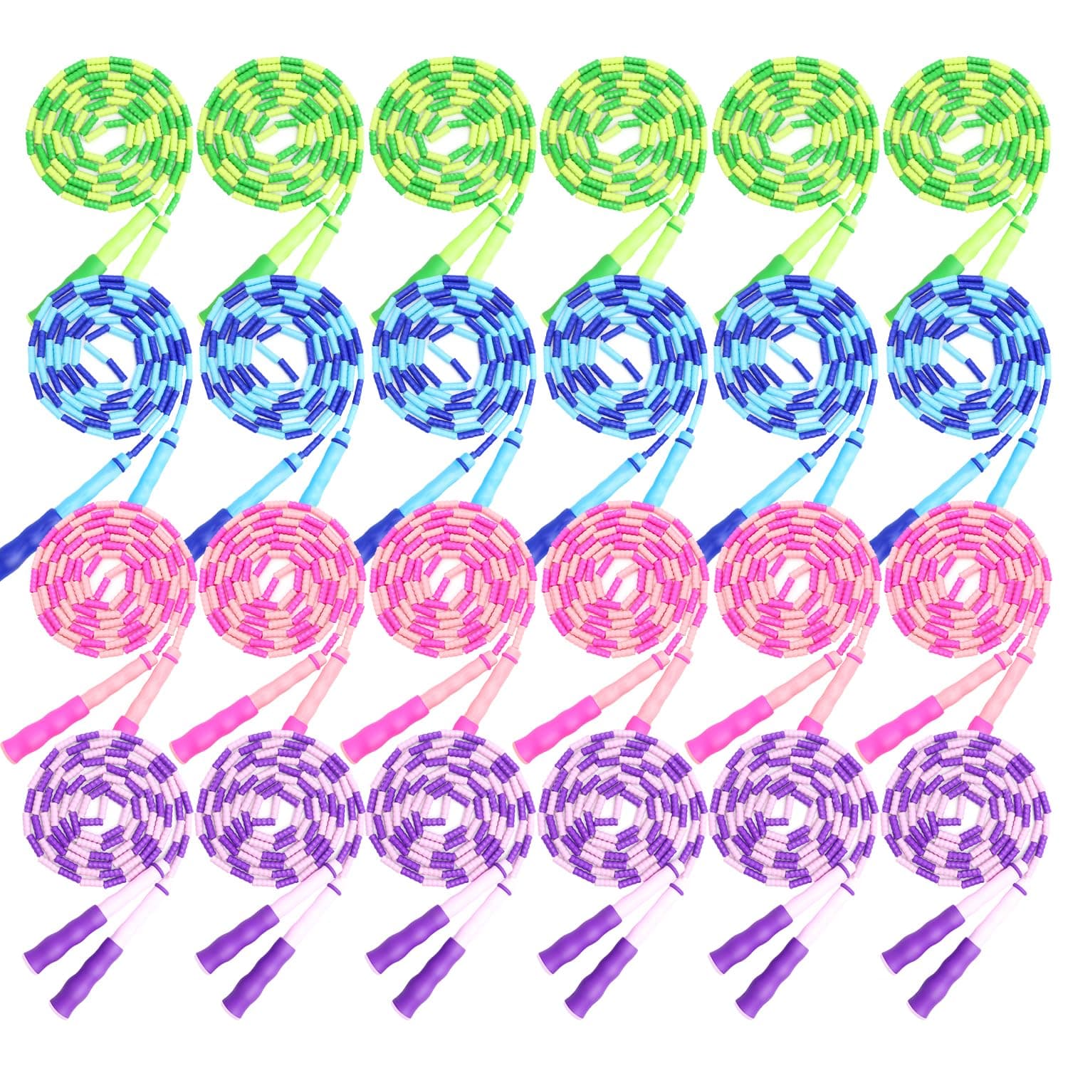 24 Pack kids Jump Ropes, Adjustable Free Segmented Skipping Rope with Soft Beaded,9.2 Feet Jumping Rope for Women Men Workout Exercise Lose Weight