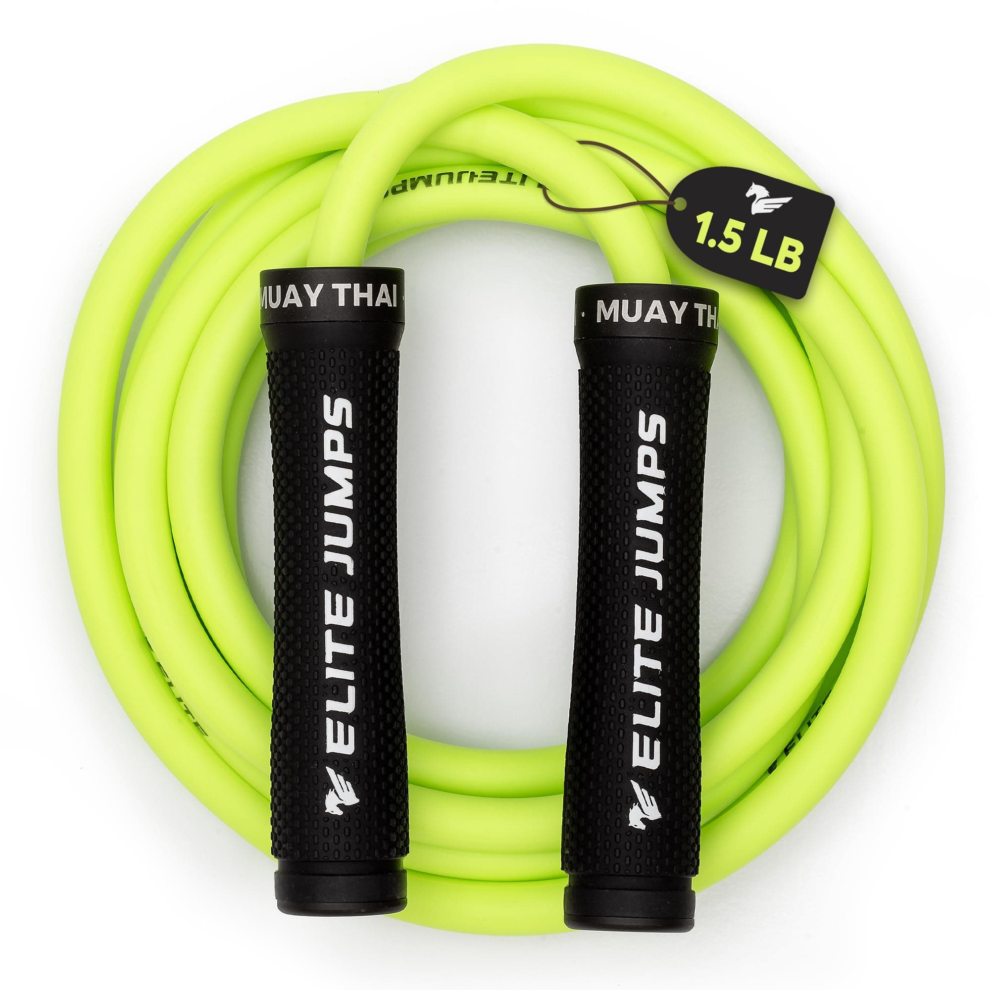 Muay Thai 3.0 Weighted Jump Rope for Men & Women - Professionally Designed for High-Intensity Training | Muay Thai, MMA & Fitness Jump Rope - Full Body Workout Weighted Rope Neon 1.5lb