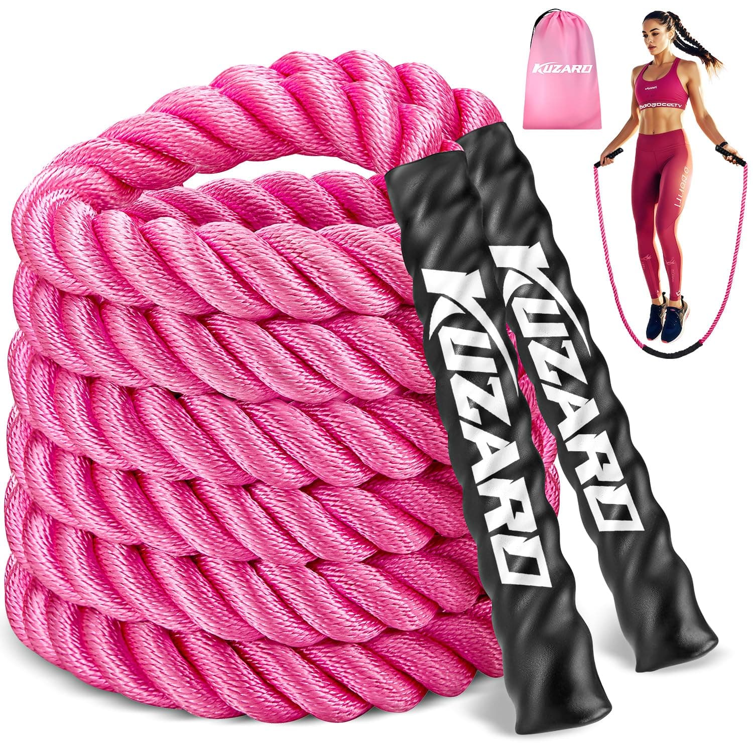 Jump Rope, Weighted Jump Rope for Women, Heavy Jump Ropes for Fitness, Home Gym Exercise Equipment, Adult Skipping Rope for Improve Strength, Weight Loss, Boxing Training,Total Body Workout Equipment Pink 1.5lb