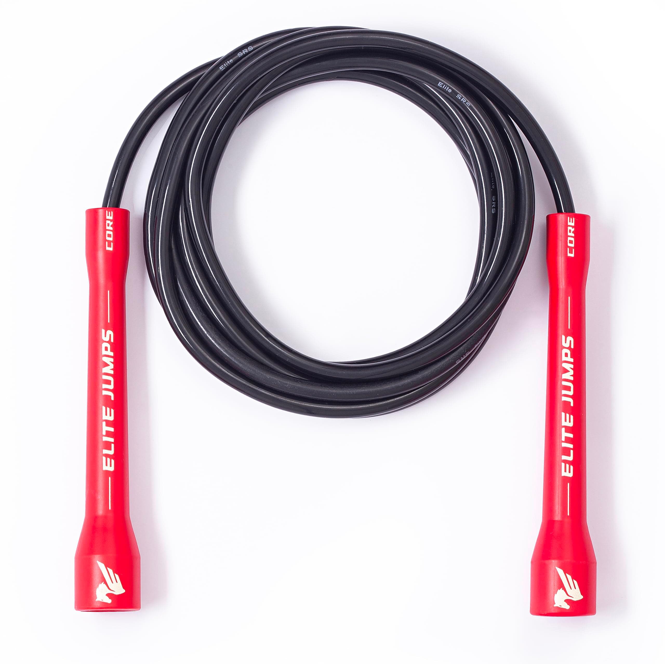 Elite Jumps Core Jump Rope - Indoor/outdoor adjustable jump rope for Training and Fitness - 6mm PVC Skip Rope for Fitness - Unbreakable Handles with Tangle-Free Jumping Rope for Workout Red & Black